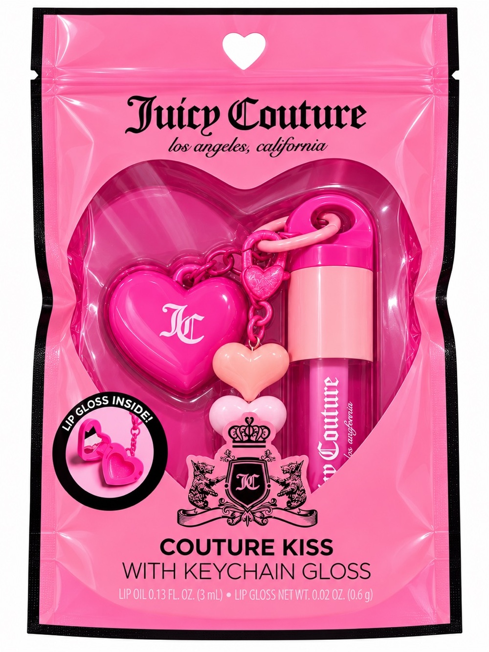 Juicy Couture Couture Kiss Lip Gloss Keychain Pink Y2K Coquette NIP